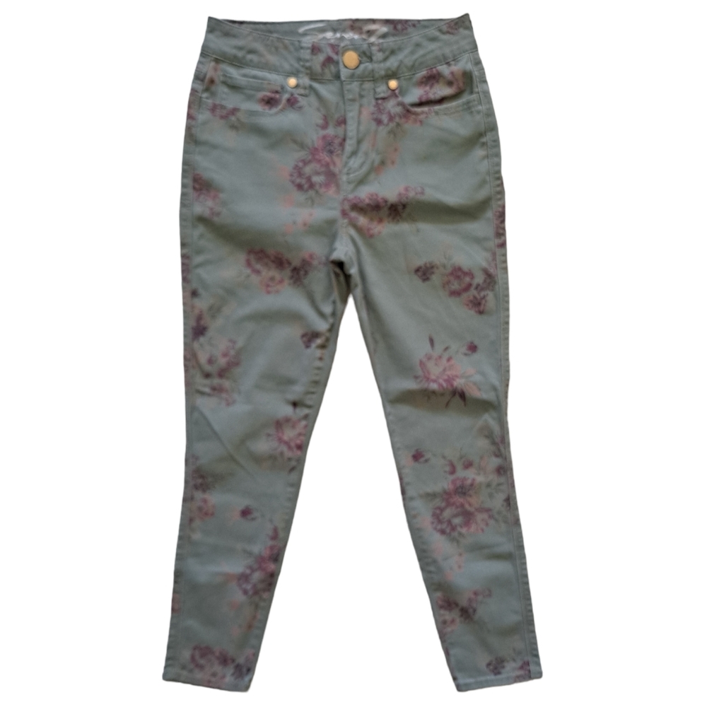 Seven7 green High Rise Ankle Skinny Floral Jeans, 4